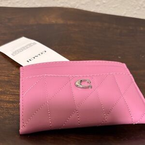 Coach Pink Quilted Card Case